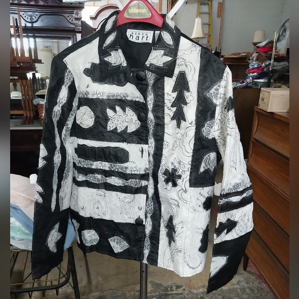 90s KEREN hart Artistic Black and White Women's Blazer